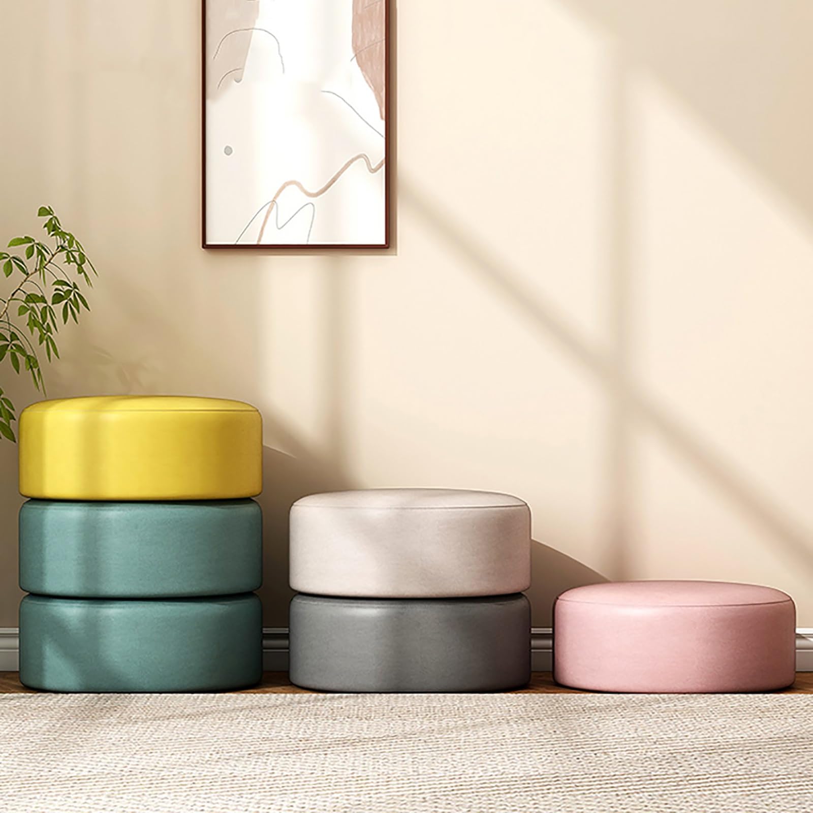 Amazon｜フロアスツール、丸椅子 おしゃれ、フェイクレザーの小さな